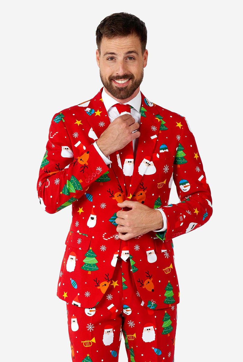 Festivity Red Red Christmas suits for men OppoSuits