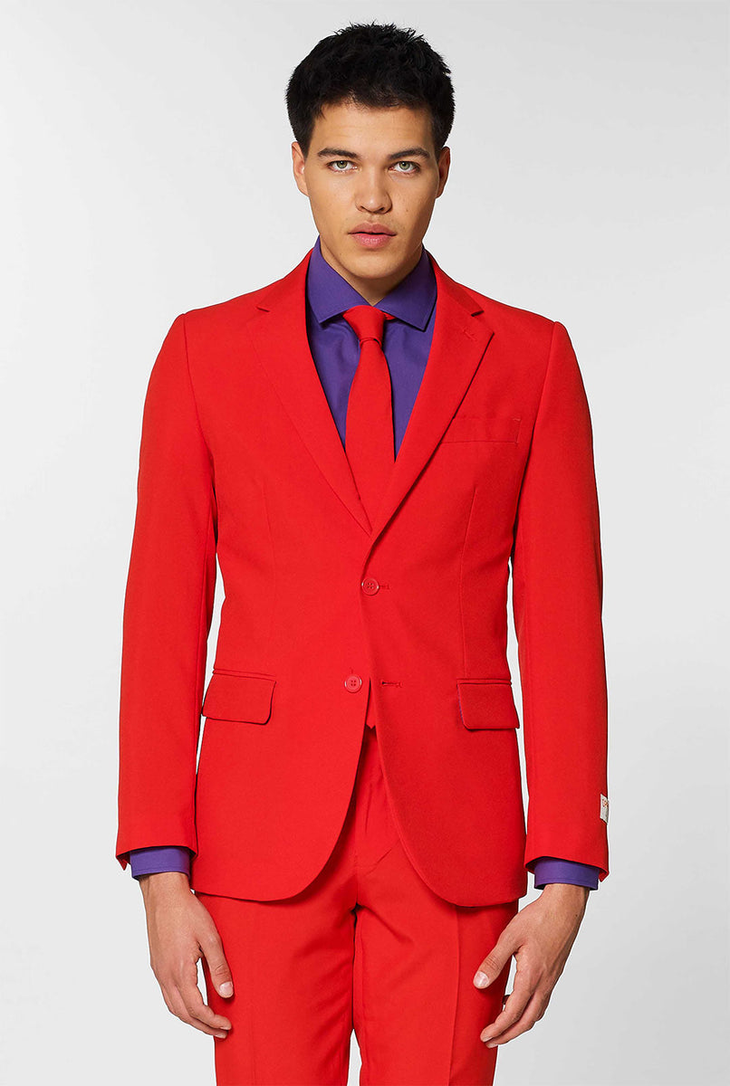 Red best sale suit dress