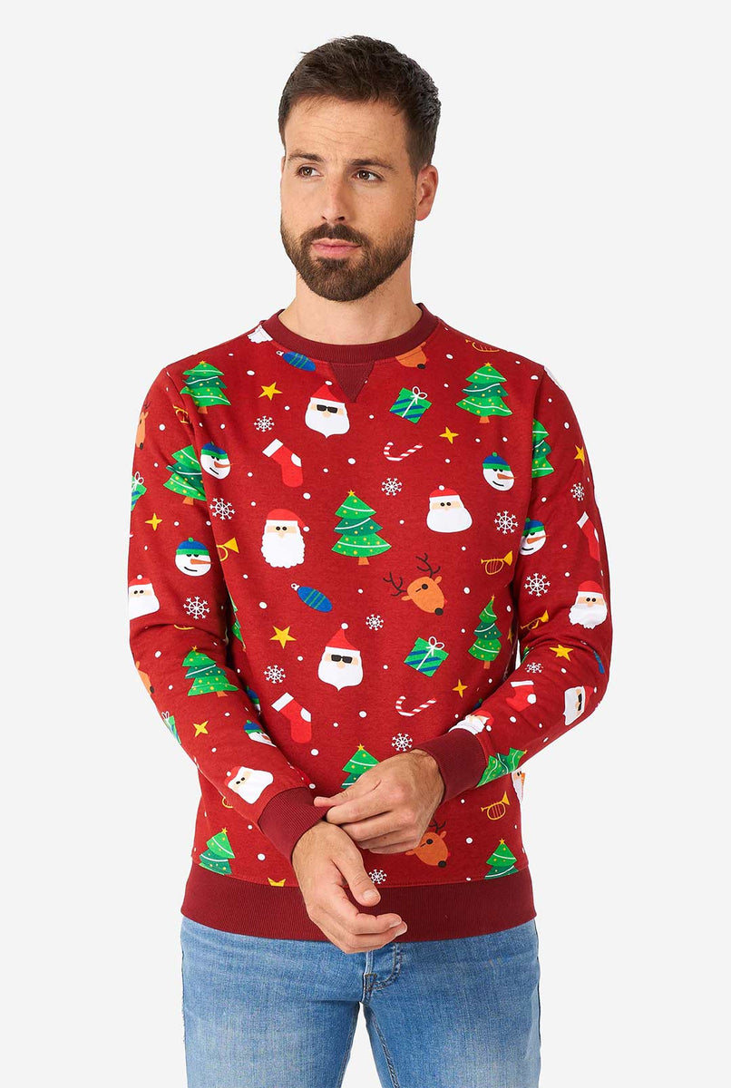 Festivity Red Mens Sweater OppoSuits