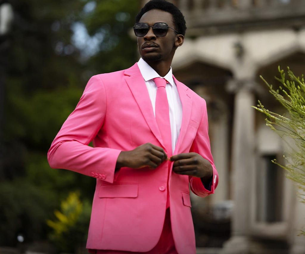 Man wearing pink suit