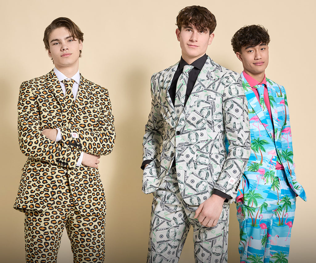 3 men wearing Prom suits