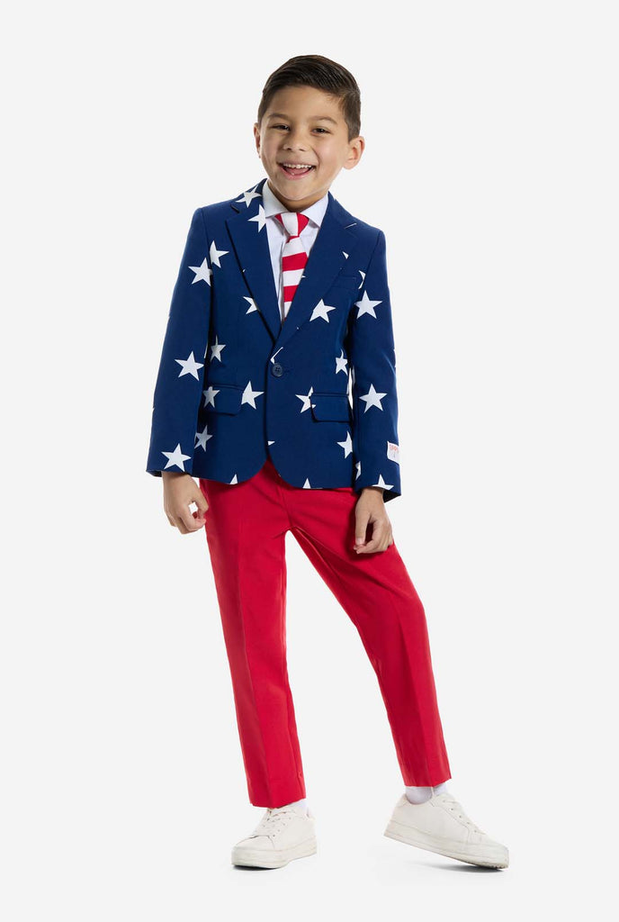 American Flag suit for boys worn by boy